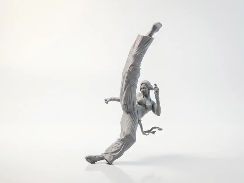 Mô hình 3D Nữ Võ Sĩ Karate Thực Hiện Cú Đá Cao - Image 2