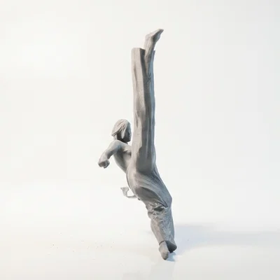 Mô hình 3D Nữ Võ Sĩ Karate Thực Hiện Cú Đá Cao