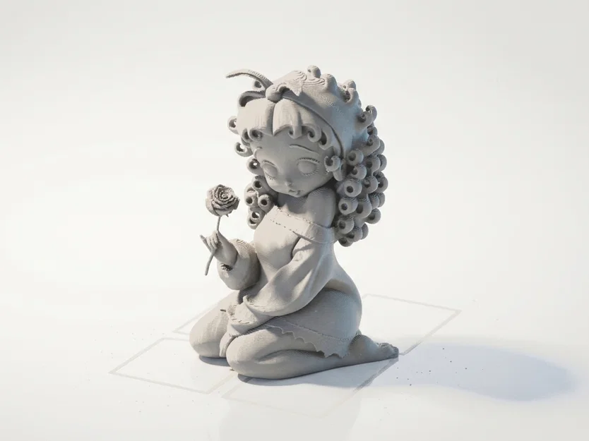 Mô hình tượng quý cô quỳ gối cầm hoa hồng - File 3D in ấn chất lượng cao - Image 1