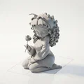 Mô hình tượng quý cô quỳ gối cầm hoa hồng - File 3D in ấn chất lượng cao - Thumbnail 1