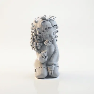Mô hình tượng quý cô quỳ gối cầm hoa hồng - File 3D in ấn chất lượng cao