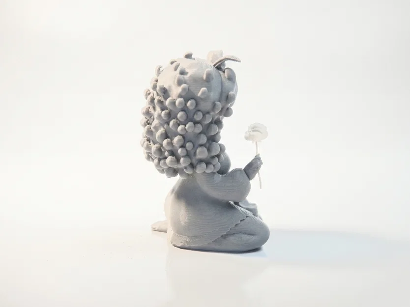 Mô hình tượng quý cô quỳ gối cầm hoa hồng - File 3D in ấn chất lượng cao - Image 3