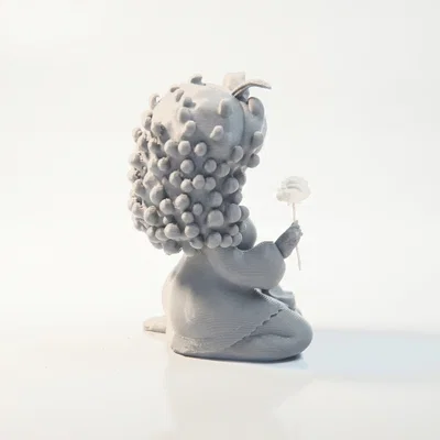 Mô hình tượng quý cô quỳ gối cầm hoa hồng - File 3D in ấn chất lượng cao