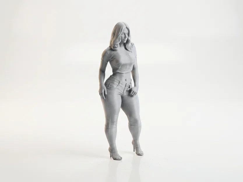 Mô hình 3D nhân vật nữ đang chỉnh quần short - Image 2