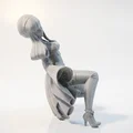 Mô hình tượng cô gái ngồi nghệ thuật in 3D - Thumbnail 3