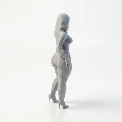 Mô hình 3D nhân vật nữ đang chỉnh quần short