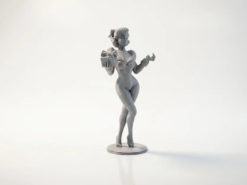 Mô hình 3D cô gái mang quà - Tượng trang trí tinh xảo - Image 2