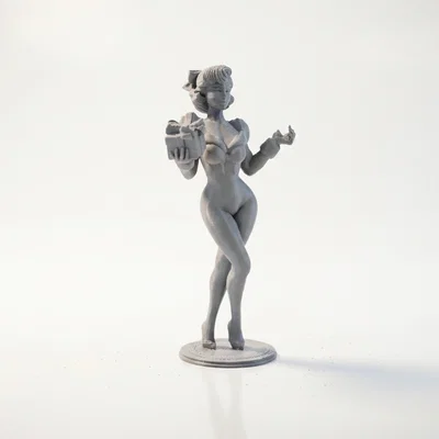 Mô hình 3D cô gái mang quà - Tượng trang trí tinh xảo