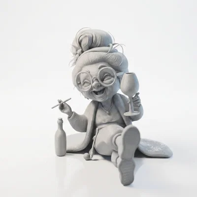 Mô hình 3D Quý Bà Thưởng Thức Rượu Vang - Tượng Nữ Trang Trí Bàn Làm Việc
