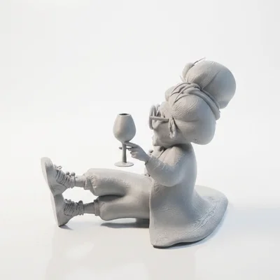 Mô hình 3D Quý Bà Thưởng Thức Rượu Vang - Tượng Nữ Trang Trí Bàn Làm Việc