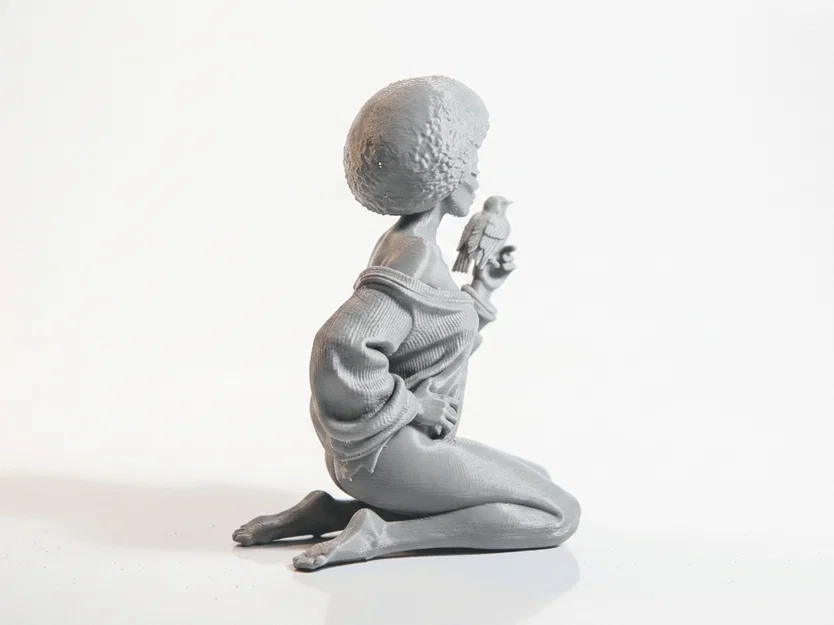 Mô hình tượng 3D cô gái nâng chim - Tượng trang trí tinh xảo - Image 2