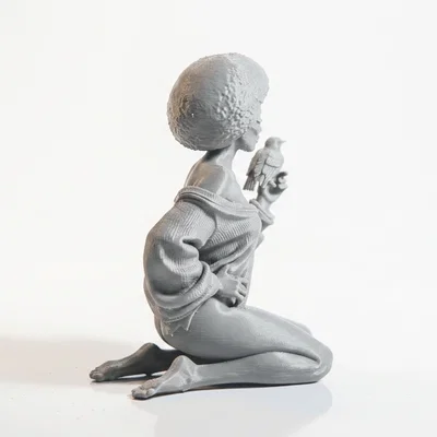 Mô hình tượng 3D cô gái nâng chim - Tượng trang trí tinh xảo