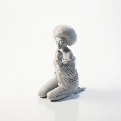 Mô hình tượng 3D cô gái nâng chim - Tượng trang trí tinh xảo