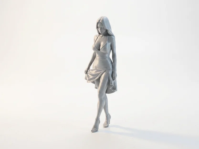 Mô hình 3D Nàng Thiếu Nữ Duyên Dáng Cầm Tà Váy - Tượng Nữ Thanh Lịch - Image 1