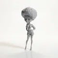 Mô hình nhân vật nữ tóc Afro 3D nghệ thuật - Thumbnail 1