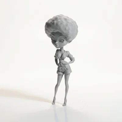 Mô hình nhân vật nữ tóc Afro 3D nghệ thuật