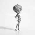 Mô hình nhân vật nữ tóc Afro 3D nghệ thuật - Thumbnail 2