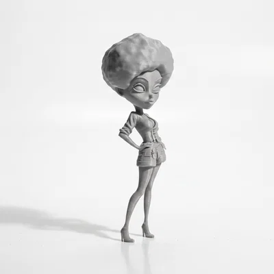 Mô hình nhân vật nữ tóc Afro 3D nghệ thuật