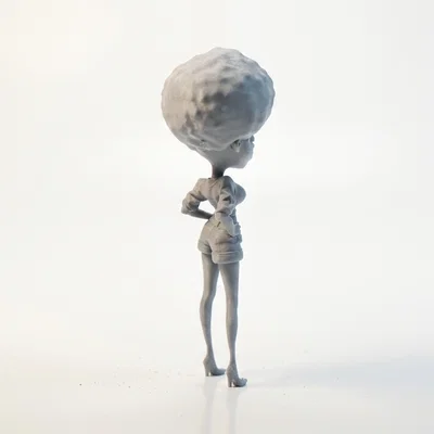 Mô hình nhân vật nữ tóc Afro 3D nghệ thuật
