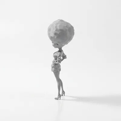 Mô hình nhân vật nữ tóc Afro 3D nghệ thuật