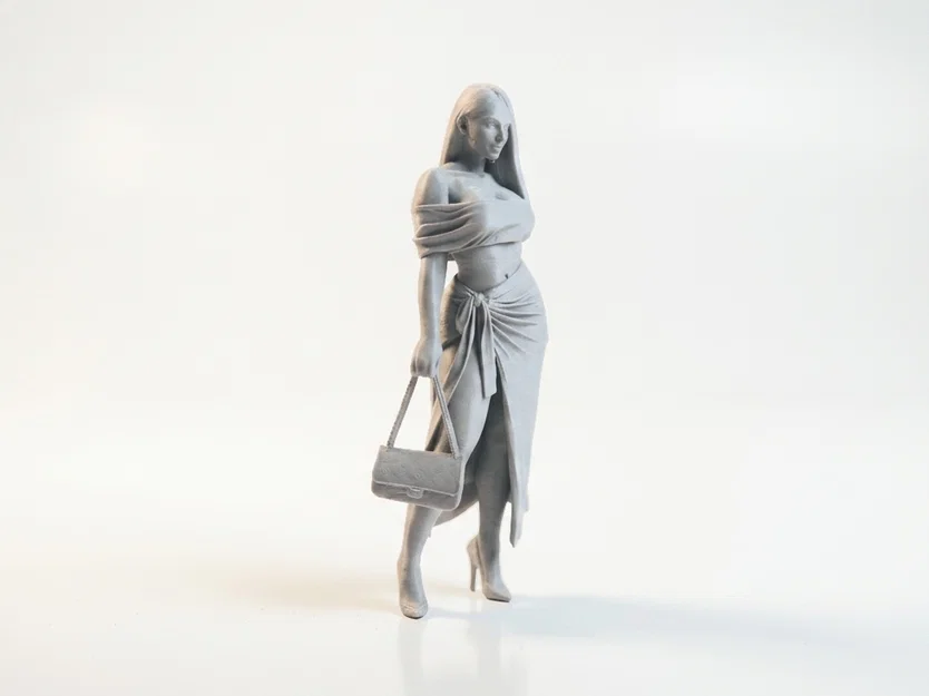 Mô hình 3D tượng quý cô cầm túi xách thanh lịch - Image 2