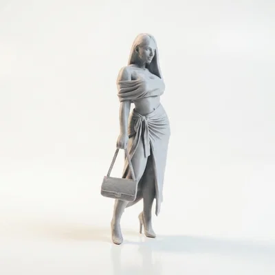 Mô hình 3D tượng quý cô cầm túi xách thanh lịch