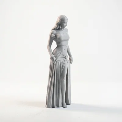 Mô hình 3D tượng cô gái mặc váy đi biển thanh lịch