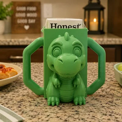 Giá đỡ hộp sữa hình khủng long in 3D cho bé