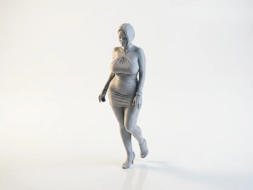 Mô hình tượng quý cô mặc váy mỉm cười - File in 3D - Image 1
