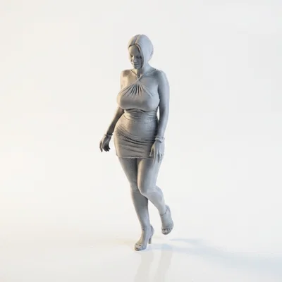 Mô hình tượng quý cô mặc váy mỉm cười - File in 3D