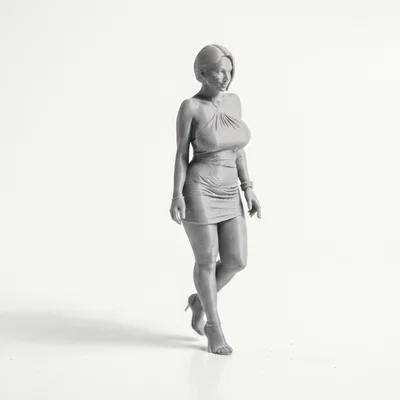 Mô hình tượng quý cô mặc váy mỉm cười - File in 3D