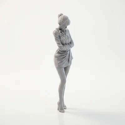 Mô hình 3D tượng quý cô khoanh tay thanh lịch