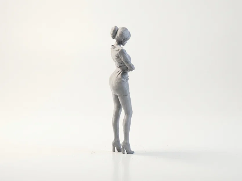 Mô hình 3D tượng quý cô khoanh tay thanh lịch - Image 2