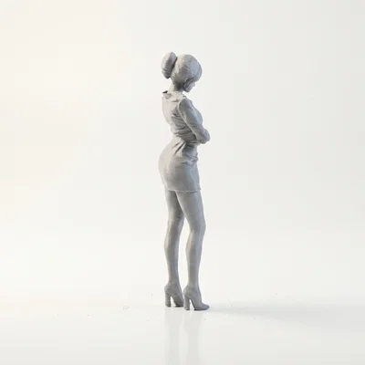 Mô hình 3D tượng quý cô khoanh tay thanh lịch