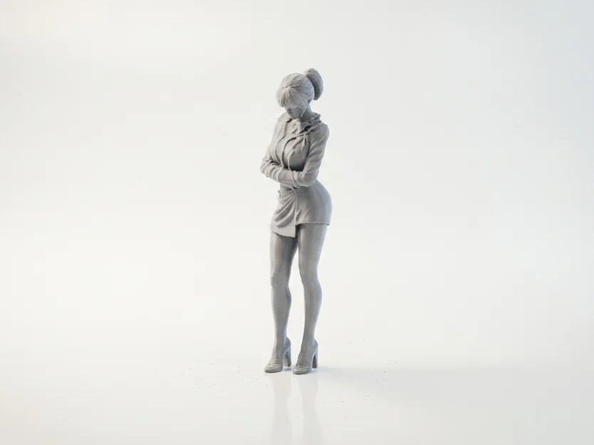 Mô hình 3D tượng quý cô khoanh tay thanh lịch - Image 4