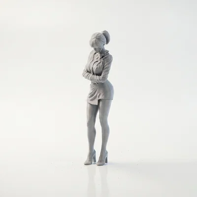 Mô hình 3D tượng quý cô khoanh tay thanh lịch