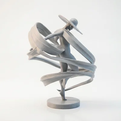 Tượng Trừu Tượng Quý Cô Đội Mũ - File In 3D Độc Đáo