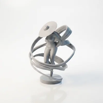 Tượng Trừu Tượng Quý Cô Đội Mũ - File In 3D Độc Đáo