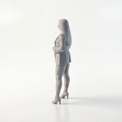 Mô hình 3D tượng cô gái mặc áo khoác và đeo kính
