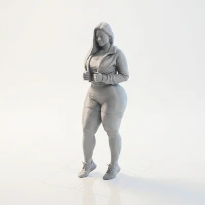 Mô hình tượng quý cô mặc áo khoác và quần short in 3D