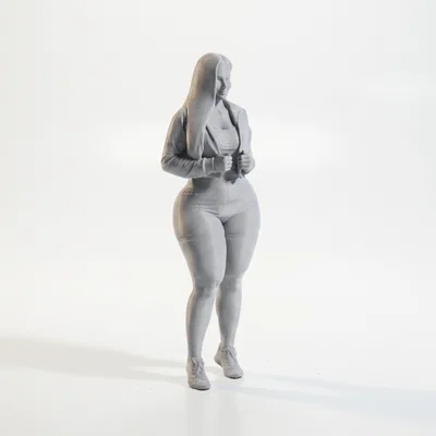 Mô hình tượng quý cô mặc áo khoác và quần short in 3D