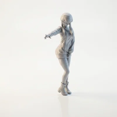 Mô hình 3D tượng cô gái mặc áo len thanh lịch