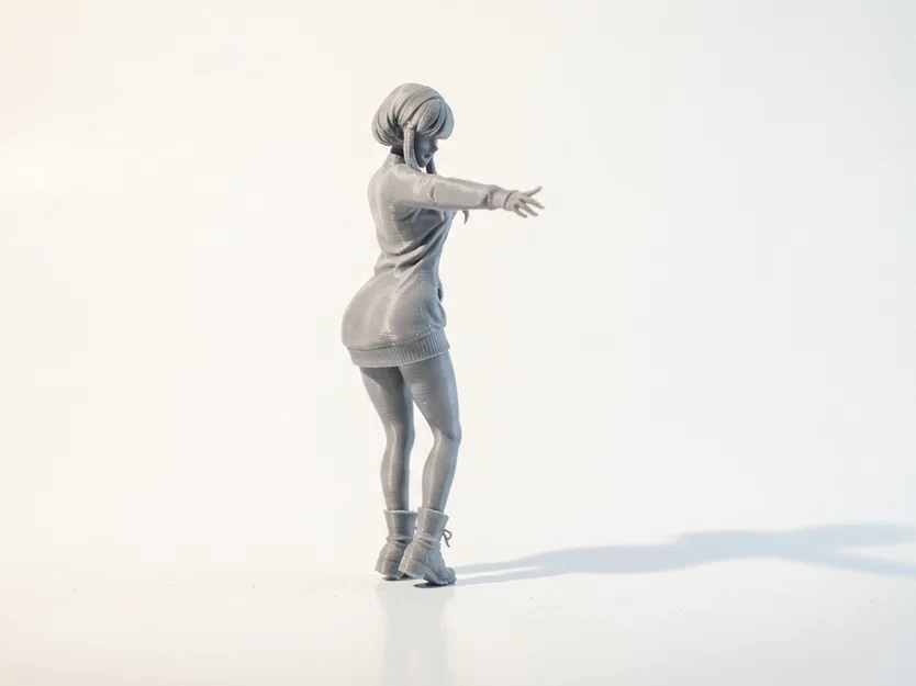 Mô hình 3D tượng cô gái mặc áo len thanh lịch - Image 2