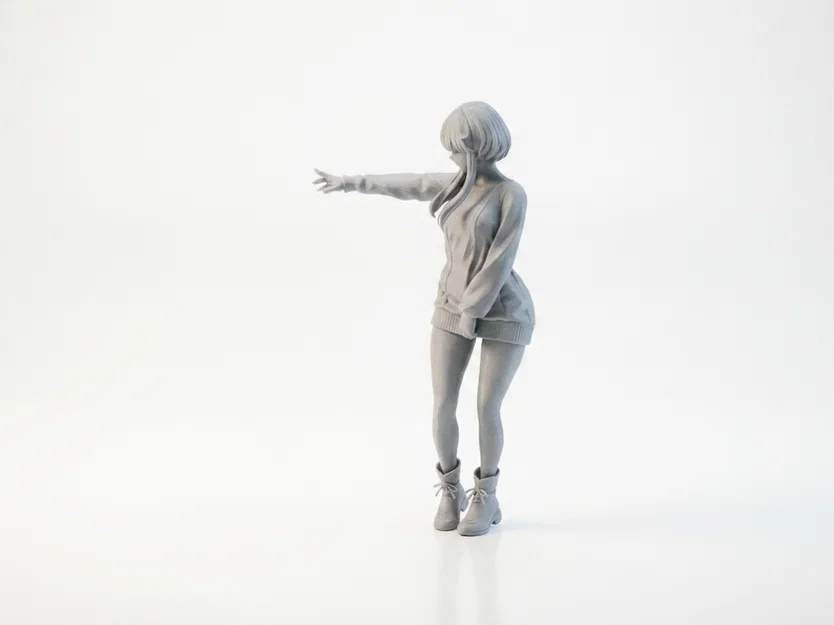 Mô hình 3D tượng cô gái mặc áo len thanh lịch - Image 4