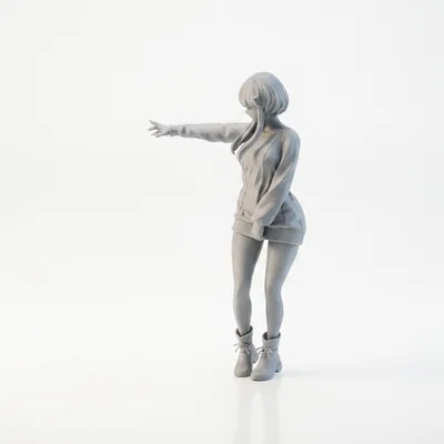 Mô hình 3D tượng cô gái mặc áo len thanh lịch