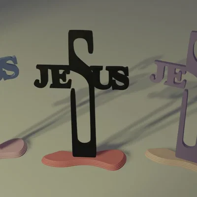 Mô hình trang trí để bàn chữ Jesus độc đáo - File in 3D