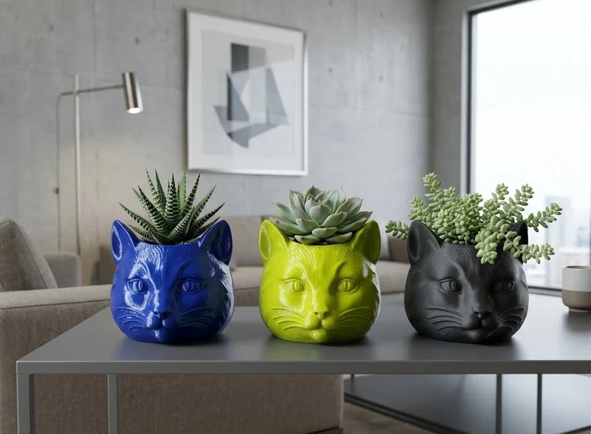 Chậu cây hình đầu mèo in 3D độc đáo - Image 1