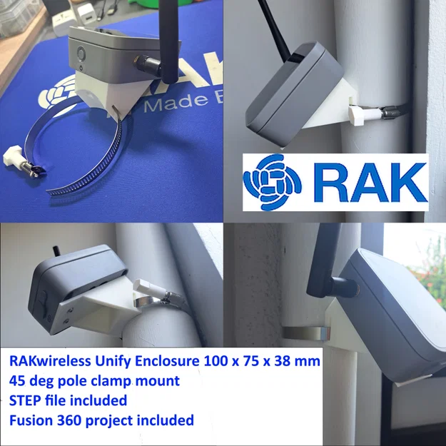 Giá gắn cột 100mm góc 45 độ cho RAK Unify Enclosure - Image 1