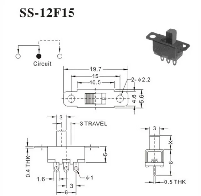 Mô hình 3D công tắc trượt SS-12F15 - File hỗ trợ thiết kế kỹ thuật - Image 2
