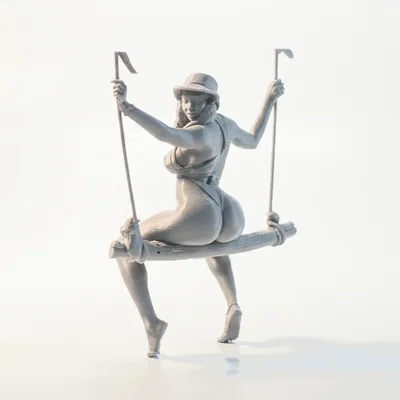 Mô hình 3D quý cô trên xích đu - Tượng trang trí in 3D